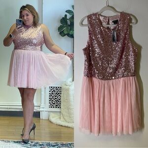 City Chic Pink Sequin Sleeveless Dress Size 20